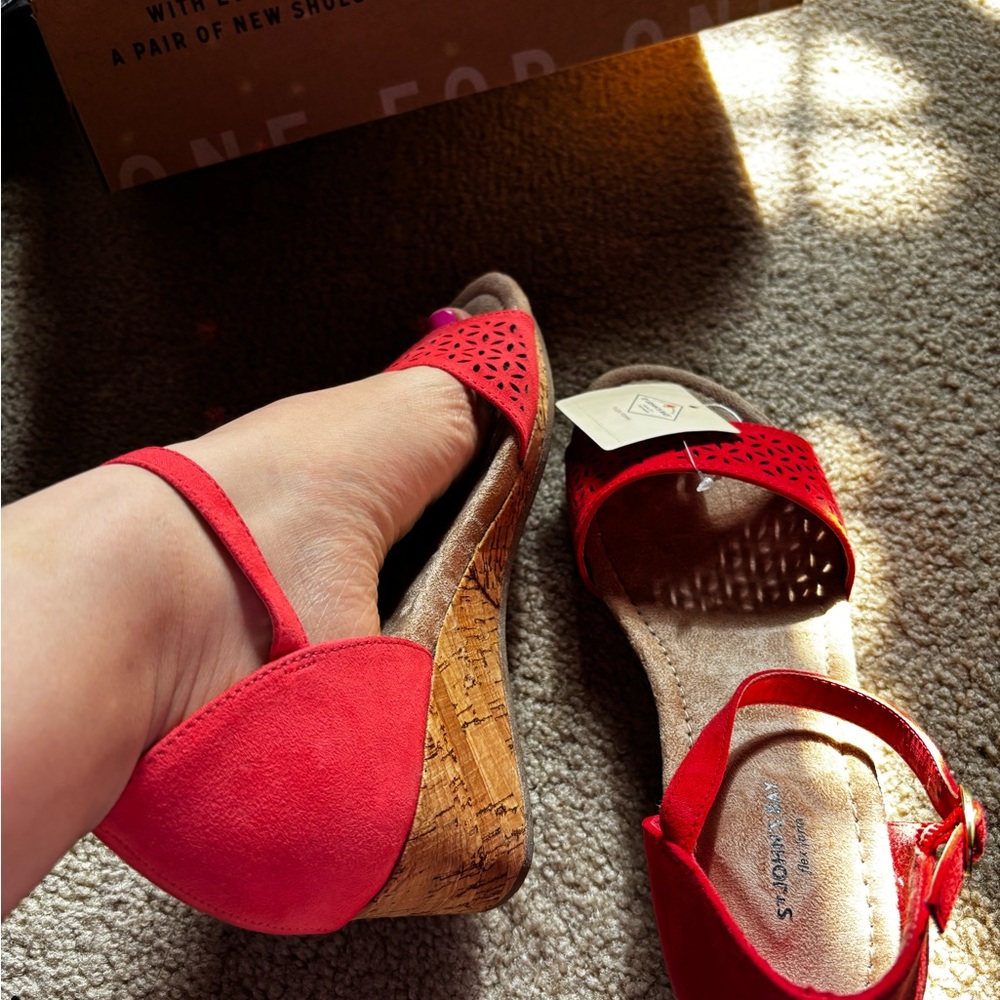 St. John Red Open-Toe Heels - Picture 5 of 5